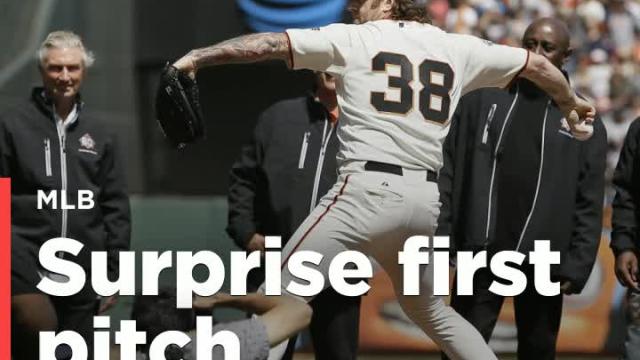 Brian Wilson, beardless, reunites with Giants for surprise first pitch after falling out with CEO