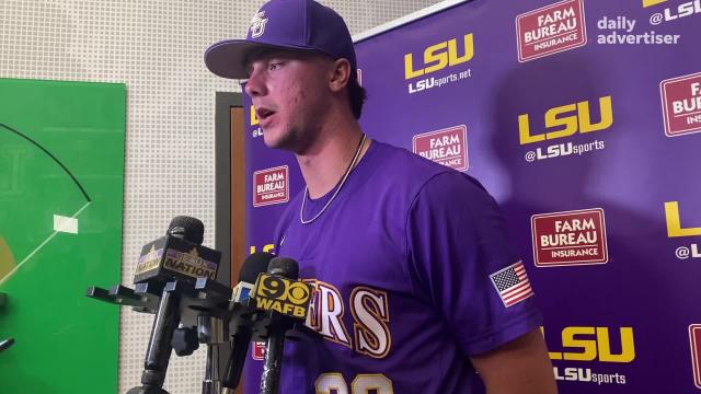 LSU baseball pitcher Paul Skenes discusses pitching in the heat vs. Arkansas