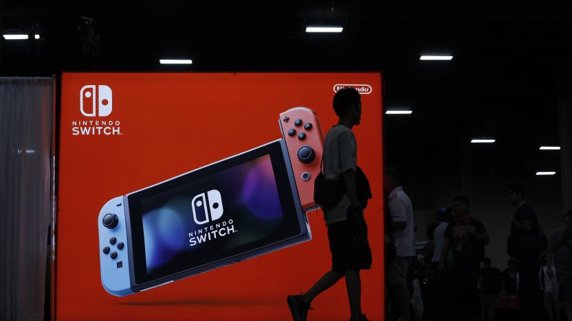 LAS VEGAS, NEVADA - AUGUST 02: Attendees walk by the Nintendo booth during day one of the 2019 Evolution Championship Series at Mandalay Bay Resort and Casino on August 02, 2019 in Las Vegas, Nevada. (Photo by Joe Buglewicz/Getty Images)