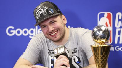 Associated Press - Dallas Mavericks guard Luka Doncic smiles during a news conference after the team's win over the Minnesota Timberwolves in Game 5 of the NBA basketball Western Conference finals Thursday, May 30, 2024, in Minneapolis. (AP Photo/Matt Krohn)