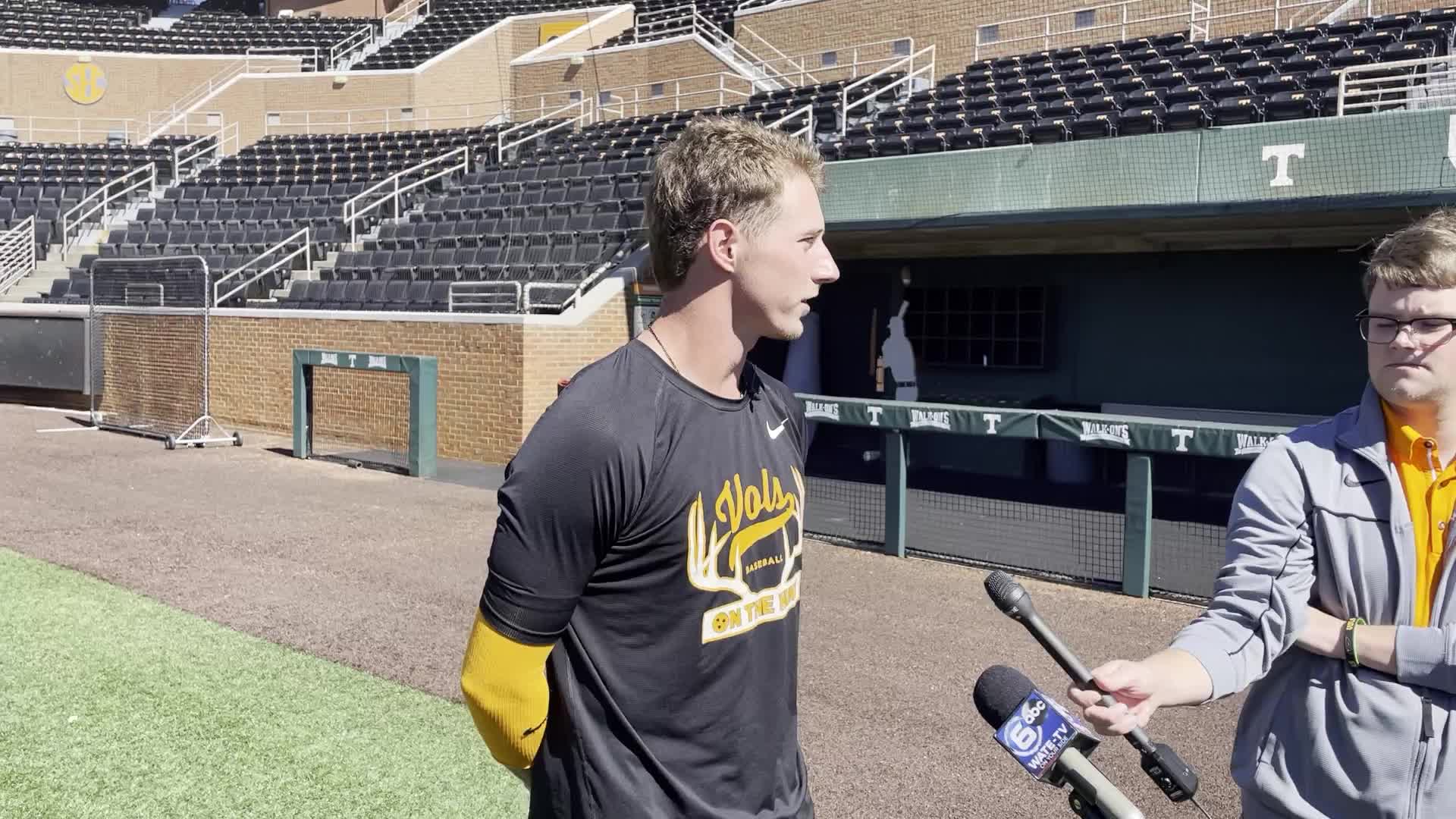 Jared Dickey explains his transition to catcher with Tennessee baseball
