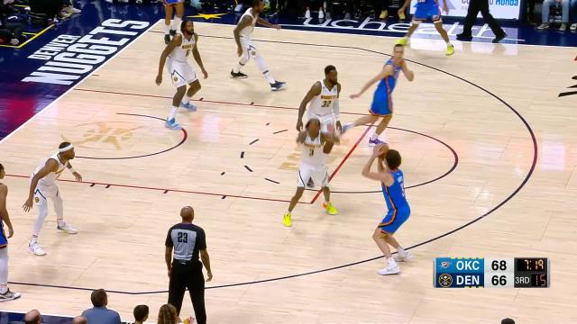 Josh Giddey with a 3-pointer vs the Denver Nuggets