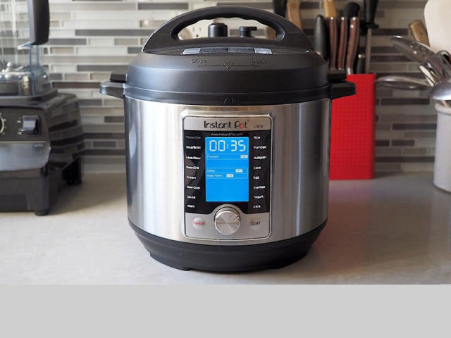 An Instant Pot Ultra on a kitchen counter.