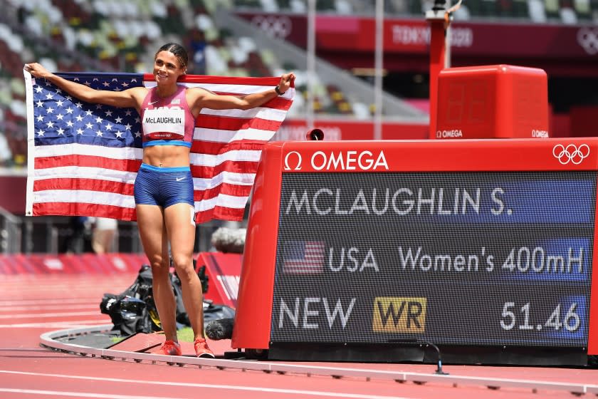 Sydney McLaughlin breaks world record in women's 400meter hurdles to