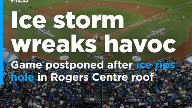 Ice tears hole in Rogers Centre roof postponing Royals-Blue Jays matchup
