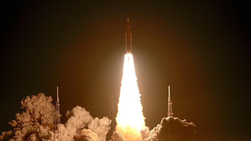 NASA's new moon rocket lifts off from Launch Pad 39B at the Kennedy Space Center in Cape Canaveral, Fla., Wednesday, Nov. 16, 2022. This launch is the first flight test of the Artemis program. (AP Photo/John Raoux)