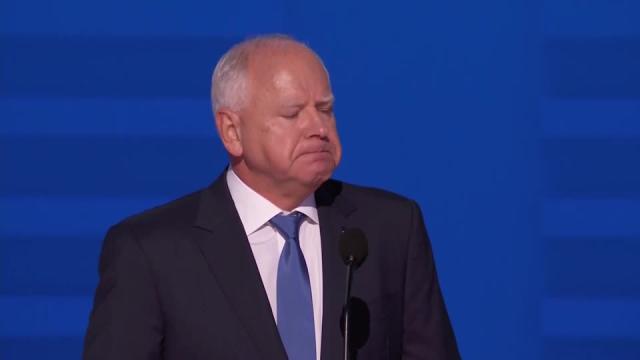 Walz&#39;s son Gus gets emotional during dad&#39;s speech at DNC