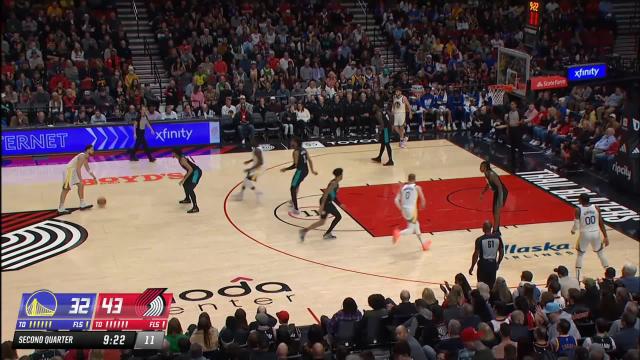 Klay Thompson with a deep 3 vs the Portland Trail Blazers