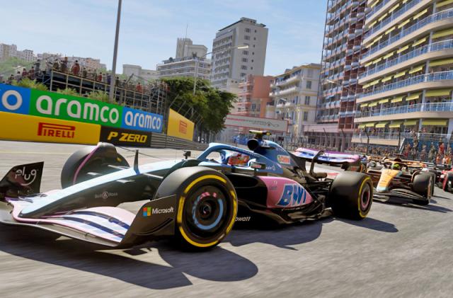 Formula 1 cars on the Monaco circuit in F1 2023.