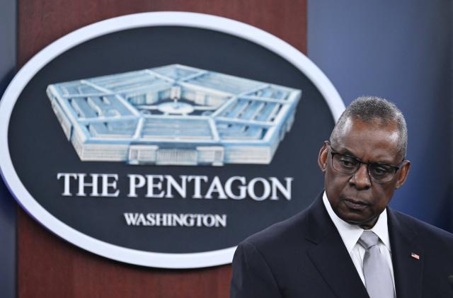 US Defense Secretary Lloyd Austin speaks during a press conference at the Pentagon in Washington, DC, on February 1, 2024. Austin apologized for concealing his prostate cancer diagnosis and hospitalization from US President Joe Biden and the rest of the government. (Photo by Andrew Caballero-Reynolds / AFP) (Photo by ANDREW CABALLERO-REYNOLDS/AFP via Getty Images)