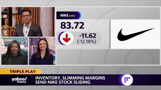 barbería Raza humana Insustituible Nike stock slumps citing surplus inventory concerns