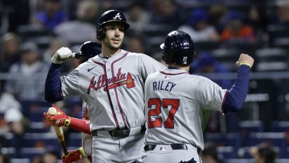 Getty Images - NEW YORK, NEW YORK - MAY 10:  Matt Olson #28 of the Atlanta Braves celebrates his third inning two run home run against the New York Mets with teammate Austin Riley #27 at Citi Field on May 10, 2024 in New York City. The Braves defeated the Mets 4-2. (Photo by Jim McIsaac/Getty Images)