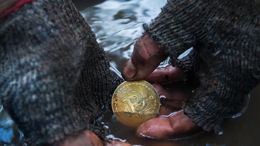 March 10, 2018 Thailand, Koh phangan: Dirty man's hands found in the ground a bitcoin coin. Photo was taken during the shooting of a short film on the topic of cryptocurrency Denis Kartavenko for his project on YouTube