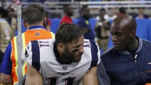Patriots' Julian Edelman carted off; reported belief it's a torn ACL