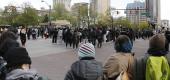 Students gather Wednesday outside the Ohio Statehouse in Columbus to protest Tuesday��s shooting of Ma'Khia Bryant by Columbus police. (AP)