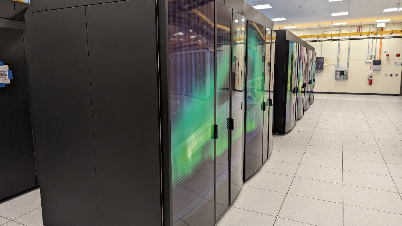 The Cheyenne Super Computer in its facility. 
