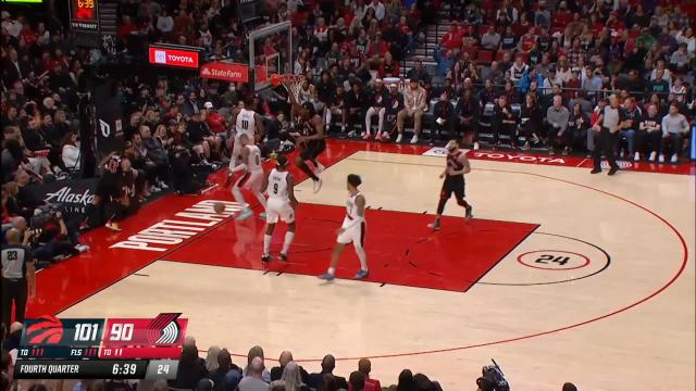 Precious Achiuwa with an alley oop vs the Portland Trail Blazers