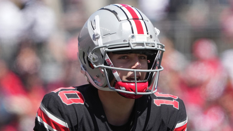 Getty Images - COLUMBUS, OH - APRIL 13: Ohio State Buckeyes quarterback Julian Sayin (10) awaits the snap of the ball during the Ohio State Spring Game at Ohio Stadium in Columbus, Ohio on April 13, 2024. (Photo by Jason Mowry/Icon Sportswire via Getty Images)