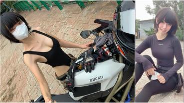 短髮正妹持「胸器」騎Ducati「街頭幹架王」掀網暴動！　IG秀脫罩「天使臉孔」