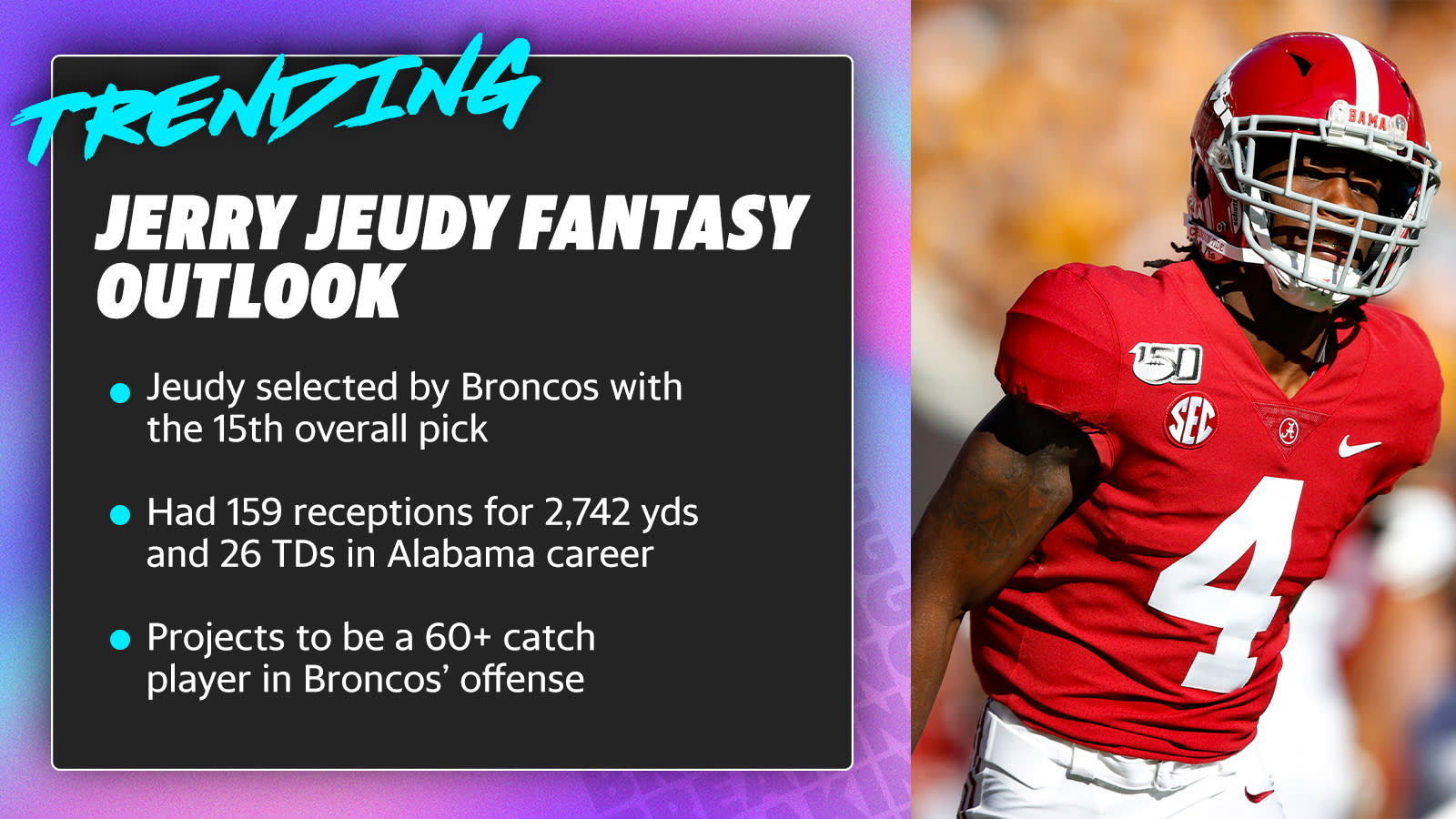 NFL Network analyst has Jerry Jeudy as top rookie fantasy player for 2020