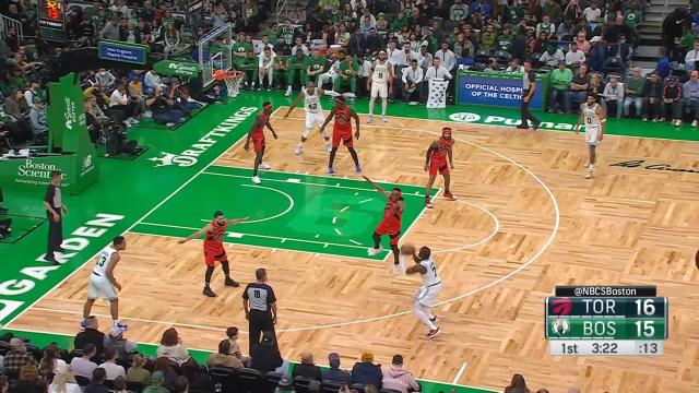 Jaylen Brown with a 3-pointer vs the Toronto Raptors