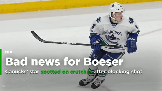Canucks’ Brock Boeser suffers foot injury after blocking shot (Video)