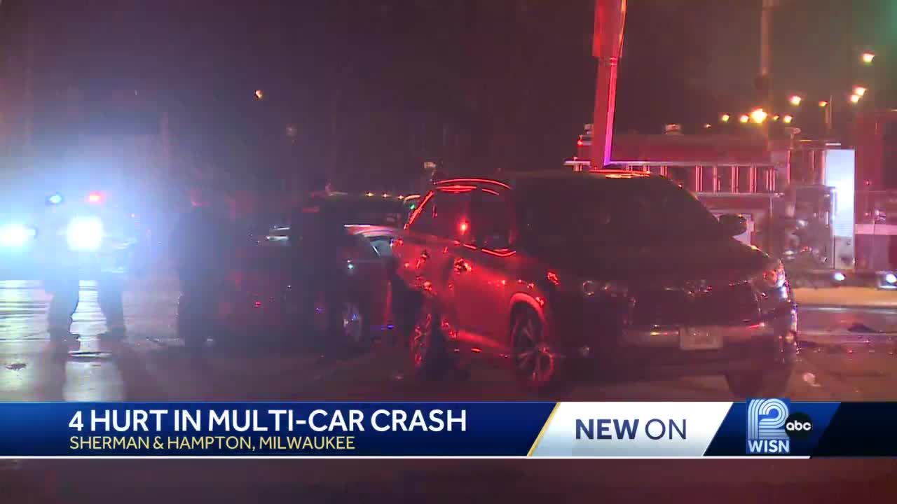 Four cars involved in fiery crash at Cramer, Linnwood in Milwaukee