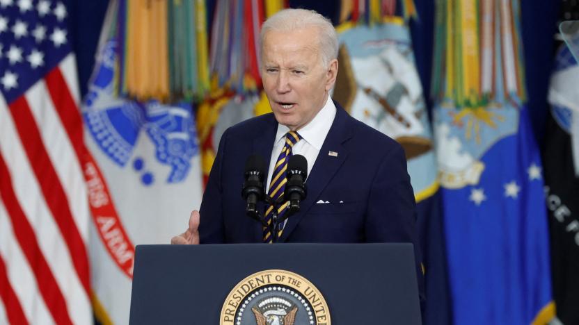 U.S. President Joe Biden delivers remarks at the Resource Connection of Tarrant County to highlight efforts aimed at addressing health problems suffered by military veterans exposed to potentially toxic environmental situations, in Fort Worth, Texas, U.S. March 8, 2022. REUTERS/Jonathan Ernst