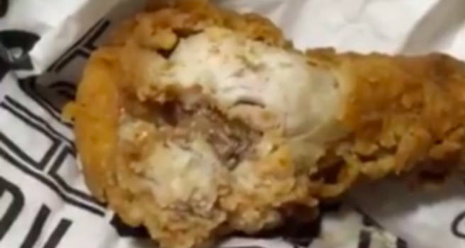 Maggots Wriggle Inside KFC Chicken Drumstick