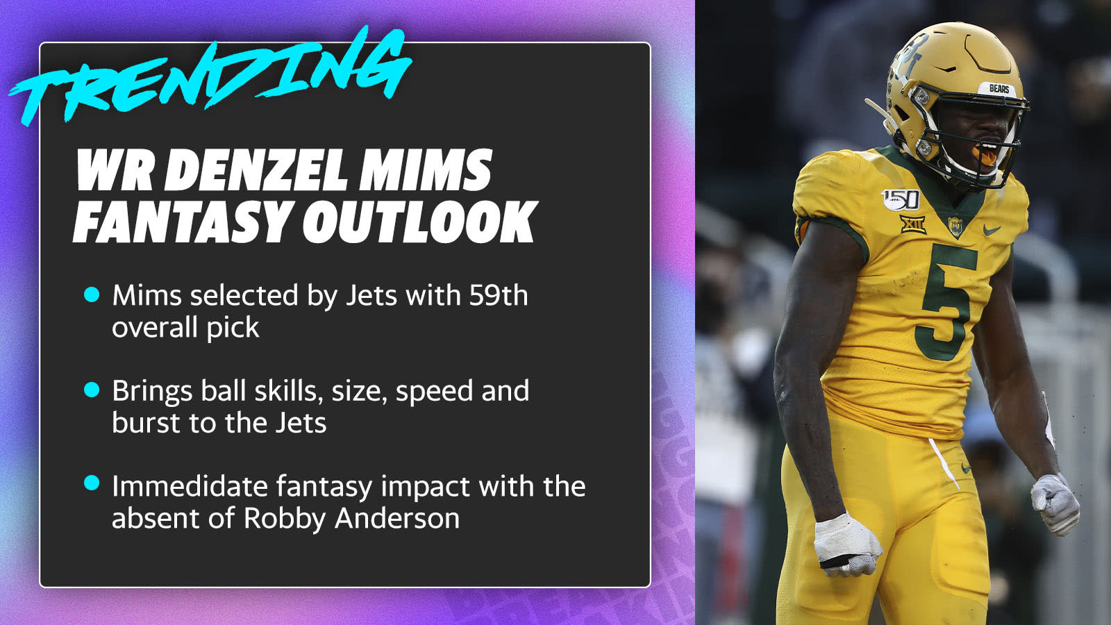 Denzel Mims' rise up draft boards is for real, NFL Draft