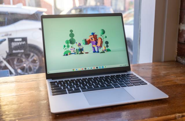 Photos of Framework's first modular and repairable Chromebook.