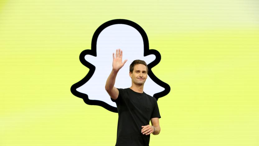 SANTA MONICA, CALIFORNIA - APRIL 19: Evan Spiegel, CEO of Snap Inc., speaks onstage during the Snap Partner Summit 2023 at Barker Hangar on April 19, 2023 in Santa Monica, California. (Photo by Joe Scarnici/Getty Images for Snap, Inc.)