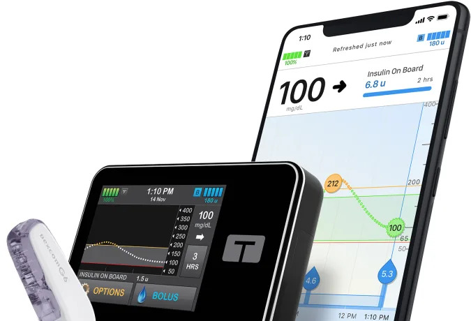 Tandem Diabetes Care t:connect mobile app and t:slim X2 insulin pump.