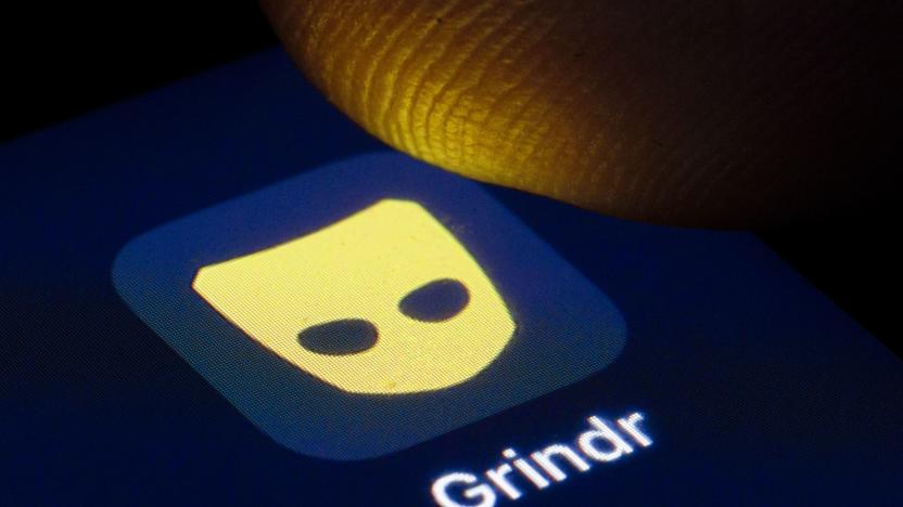 BERLIN, GERMANY - APRIL 22: The logo of the dating app for gay and bisexual men Grindr is shown on the display of a smartphone on April 22, 2020 in Berlin, Germany. (Photo by Thomas Trutschel/Photothek via Getty Images)