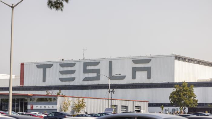 Fremont California, USA - September 24, 2021:  The Tesla automobile manufacturing plant in Fremont Clocking in at over 5.3 million square feet and home to more than 10,000 employees.