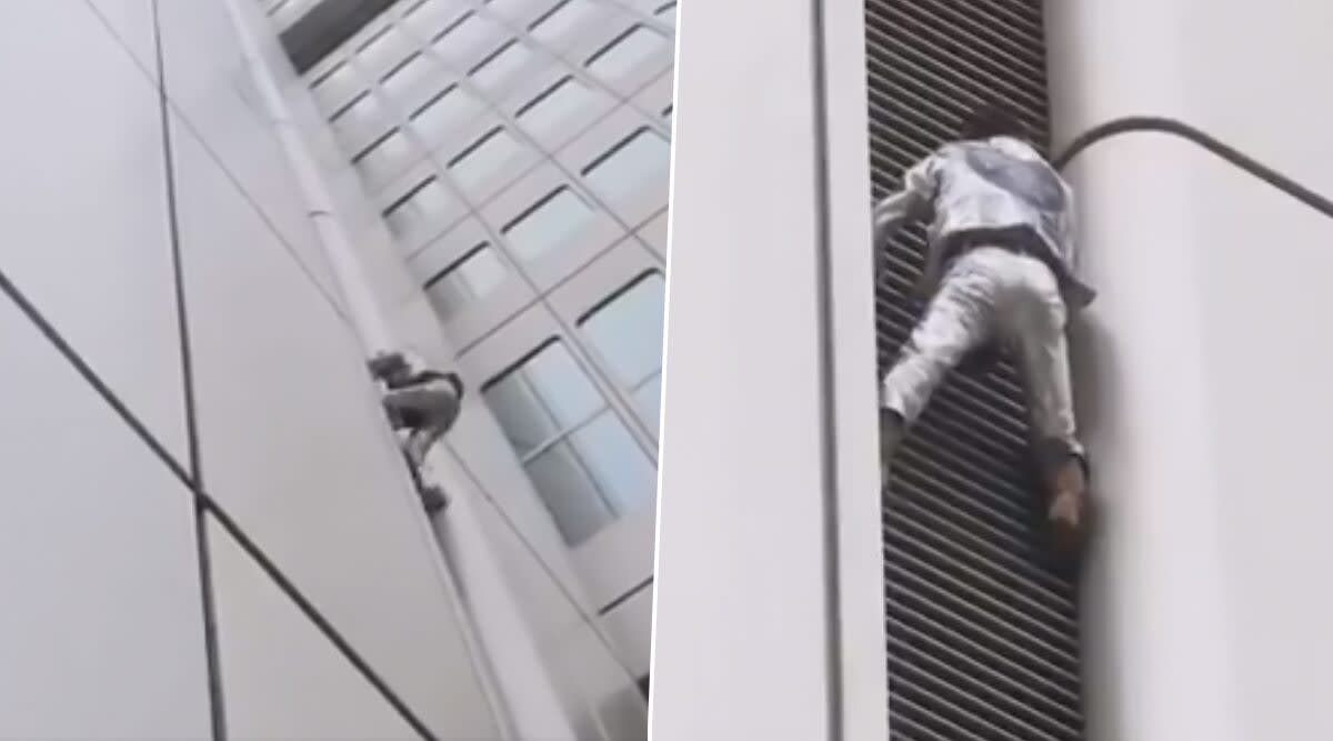 Alain Robert French Spider Man Lands In Trouble After He Illegally Climbed Frankfurt Skyscraper Deutsche Bahn In Germany Watch Video