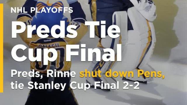 Predators, Rinne shut down Penguins, tie Stanley Cup Final