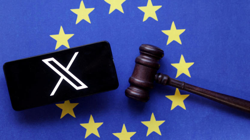 FILE PHOTO: X logo, EU flag and Judge gavel are seen in this illustration taken, August 6, 2024. REUTERS/Dado Ruvic/Illustration/File Photo