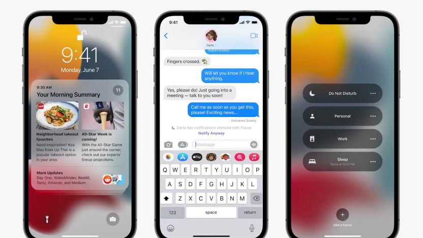 Apple iOS 15 Focus notifications