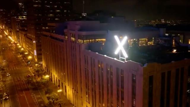 X' removed after being installed atop company headquarters following  Twitter's rebrand