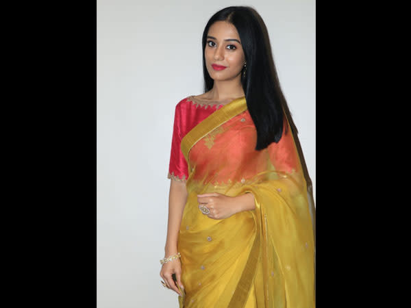 Indian Film Actress Amrita Rao Nude - Amrita Rao Opts For A Classic Look With This Colour-Blocked Sari