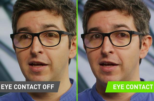 NVIDIA Broadcast eye contact feature