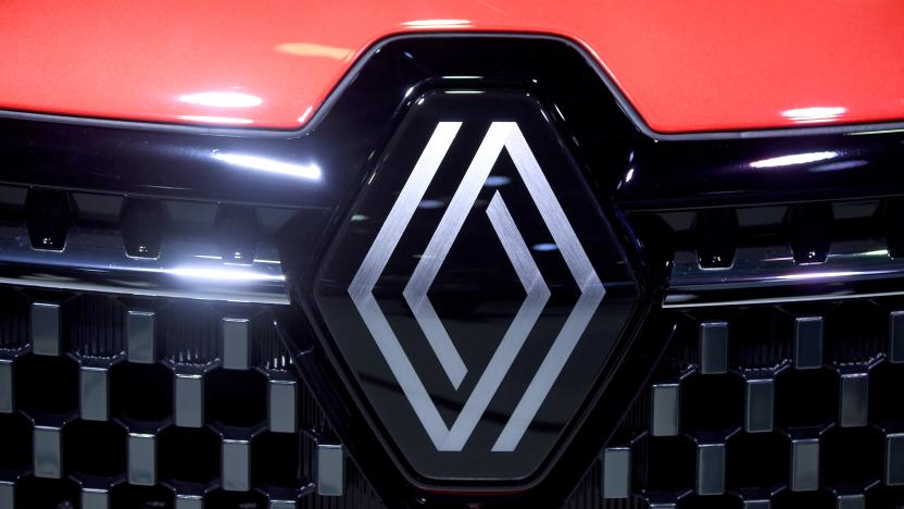 The Renault logo is pictured on the first day of the Paris auto show on October 17, 2022. (Photo by Eric PIERMONT / AFP) (Photo by ERIC PIERMONT/AFP via Getty Images)
