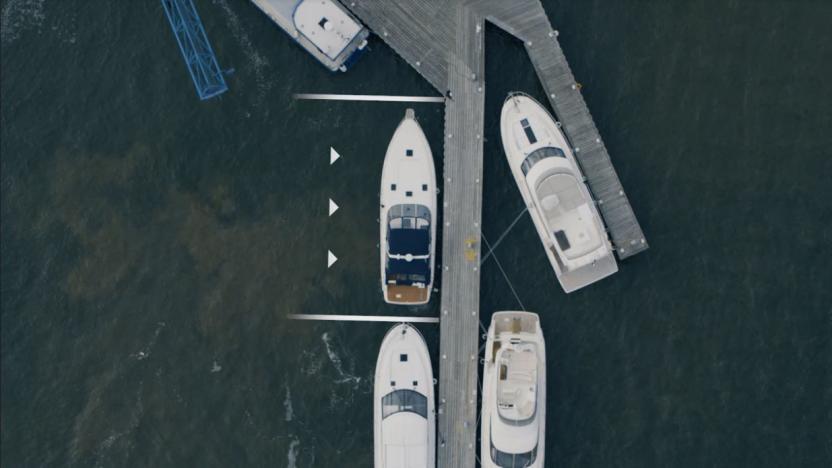 Image of a Volvo Penta vessel docking itself.