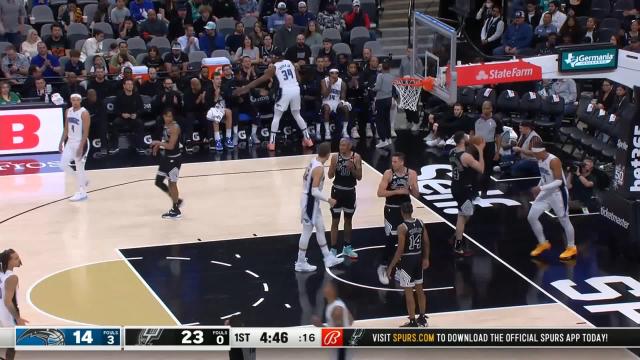 Paolo Banchero with an and one vs the San Antonio Spurs