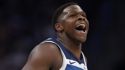 Getty Images - DENVER, COLORADO - MAY 04: Anthony Edwards #5 of the Minnesota Timberwolves celebrates against the Denver Nuggets in the first quarter during Game One of the Western Conference Second Round Playoffs at Ball Arena on May 04, 2024 in Denver, Colorado. NOTE TO USER: User expressly acknowledges and agrees that, by downloading and or using this photograph, User is consenting to the terms and conditions of the Getty Images License Agreement.  (Photo by Matthew Stockman/Getty Images)