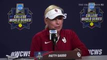 OU softball coach Patty Gasso talks about Sooners' win vs. Texas in Game 1 of WCWS finals