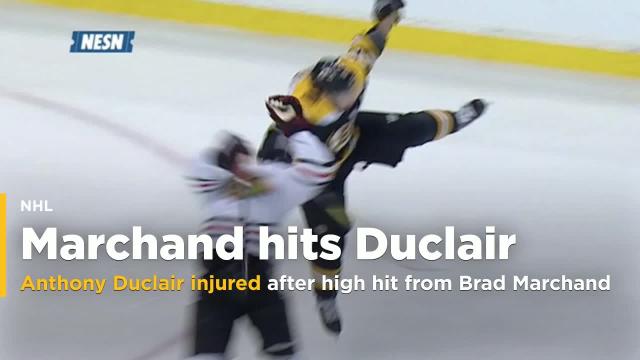 Anthony Duclair injured after high hit from Brad Marchand (Video)