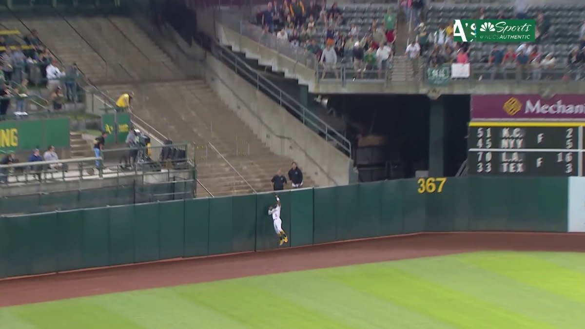 Athletics' Tony Kemp was wonderfully shocked by his own stunning catch