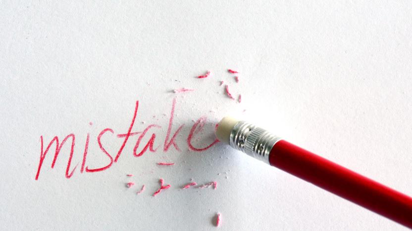 red pencil erasing a mistake